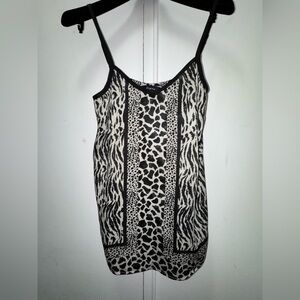 Y2K 90s Express Sz S Flowy Silky Tank Top Animal Zebra Leopard Spaghetti Strap